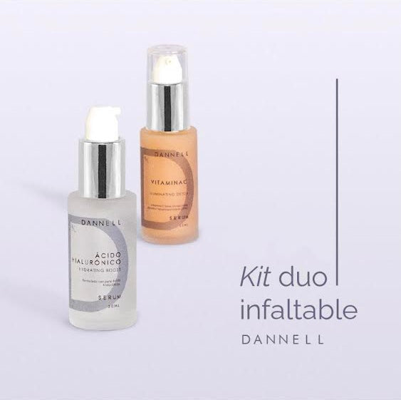 Dúo Infaltable, tu aliado perfecto para el cuidado de la piel Ácido Hialurónico: Aumenta la producción de colágeno, y prolonga la hidratación, para conseguir piel más firme y suave. Vitamina C: ayuda a eliminar las toxinas y radicales libres en la piel para evitar envejecimiento prematuro.